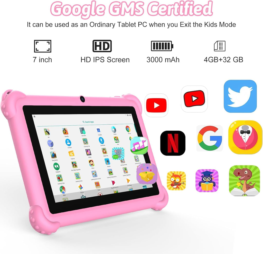 Tablet infantil de 7 pulgadas para niños pequeños, Android 12, 4 GB...