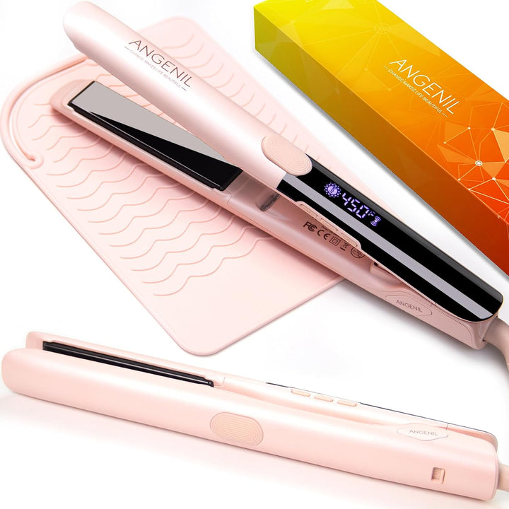 ANGENIL Plancha plana profesional de titanio para alisar y rizar el...