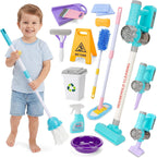 deAO Juego de juguetes de limpieza para niños, 14 piezas, desmontables, con trapeador al vacío, escoba, lavabo, juguetes de limpieza, regalo de cumpleaños para niñas y niños de 3 a 8 años