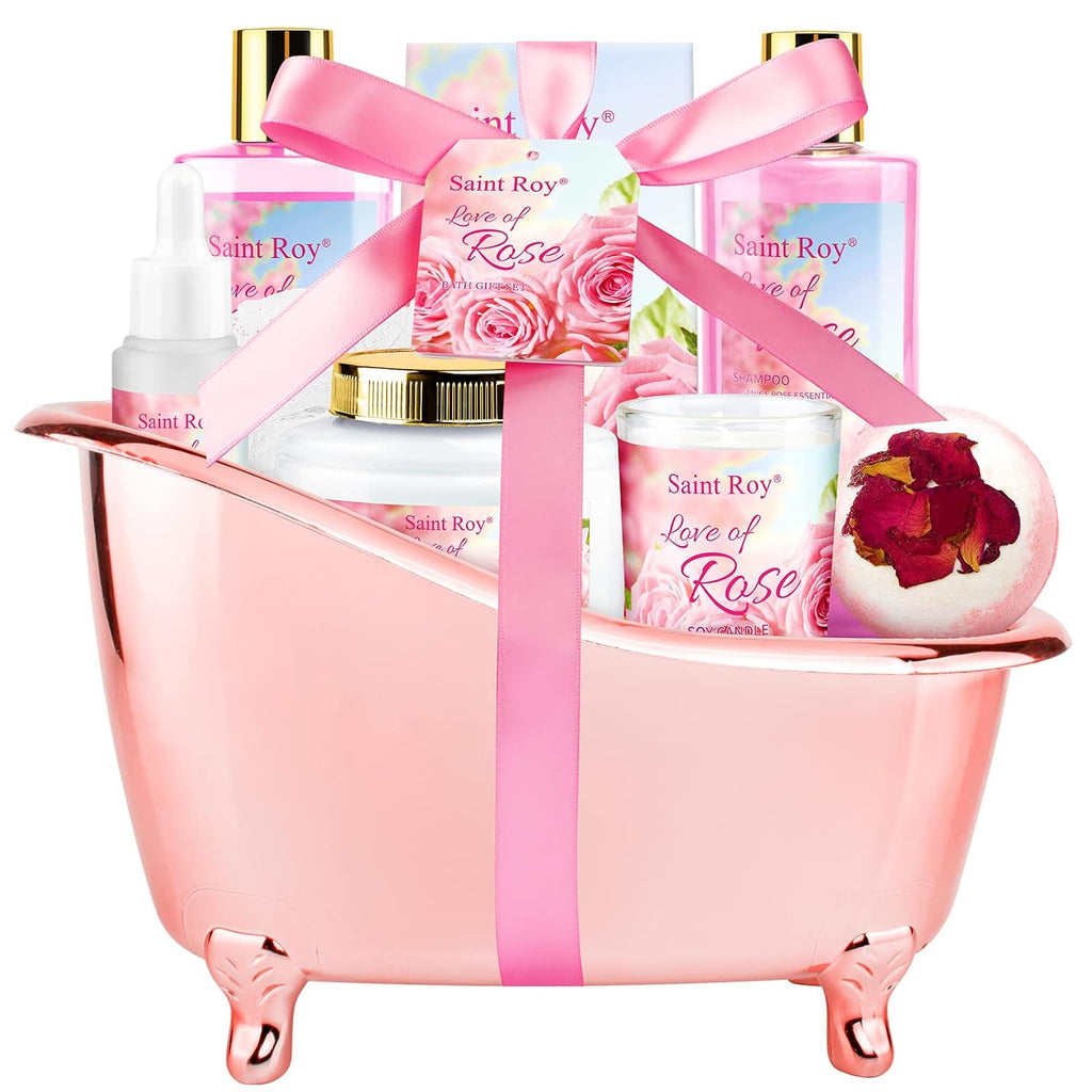 Regalos de spa para mujeres, regalos de spa de rosas, juego de cesta de