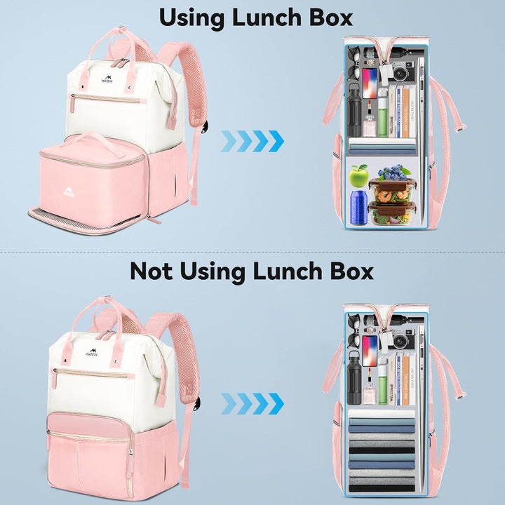 MATEIN Mochila de almuerzo para mujer, mochila de trabajo de 15.6 p...