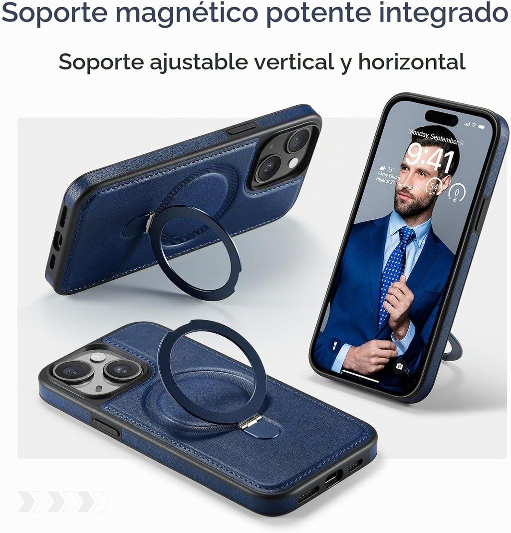 Funda para iPhone 15 con soporte compatible con Magsafe, color azul