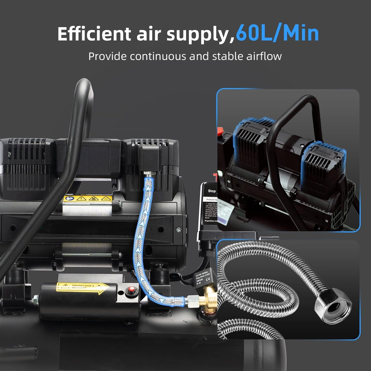 TLSols - Compresor de aire libre de aceite de 2.0 galones, 1.0 HP |...