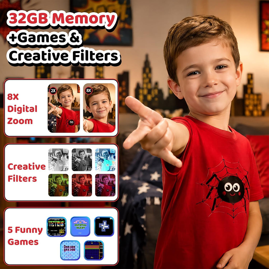 Desuccus Spider Toys - Cámara digital de 48 MP para niños