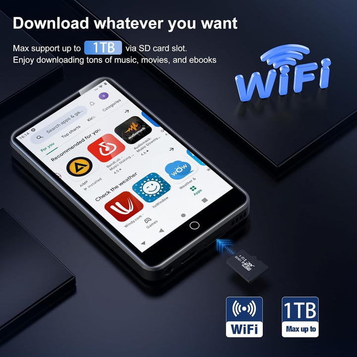 Reproductor de MP3 con Bluetooth y WiFi, 80 GB de almacenamiento y...