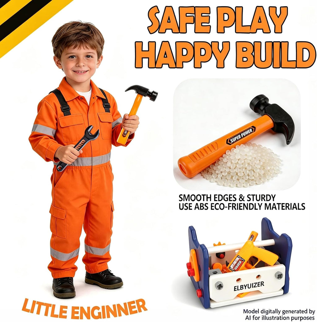 Juego de herramientas para niños con taladro de juguete y casco de seguridad, banco de trabajo para niños, kit de herramientas de construcción de juego de simulación, juguetes de