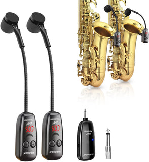 Micrófono inalámbrico para saxofón, micrófonos duales para saxo, mi...