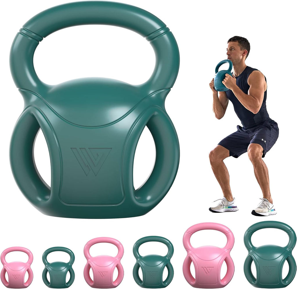 RUNWE - Juego de pesas rusas con 3 asas - Peso para mujeres, opciones de 5, 10, 15 y 20 libras para giros rusos, ejercicio abdominal, levantamiento de pesas y ejercicio de fitness core para gimnasio