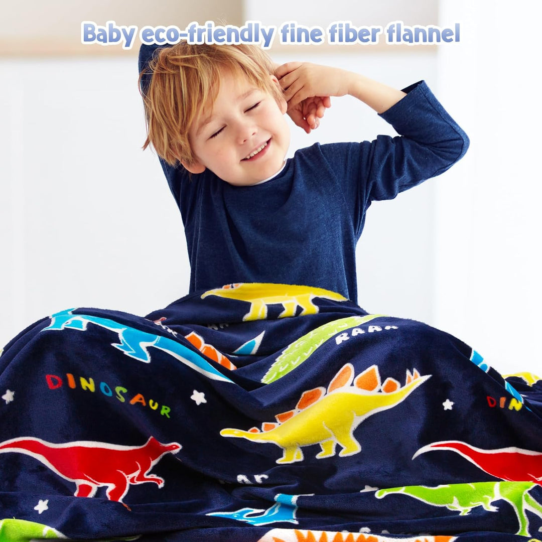 Jekeno Manta de dinosaurio que brilla en la oscuridad para niños, m...