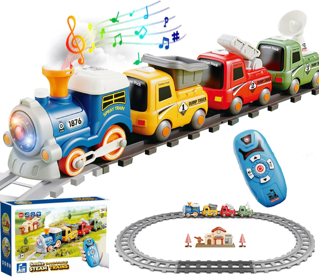 Juguete de tren de control remoto para niños, trenes de iluminación y