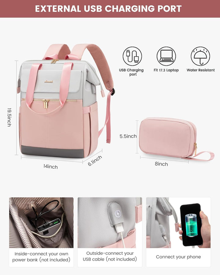 LOVEVOOK Mochila para laptop para mujer, mochila de trabajo convert...