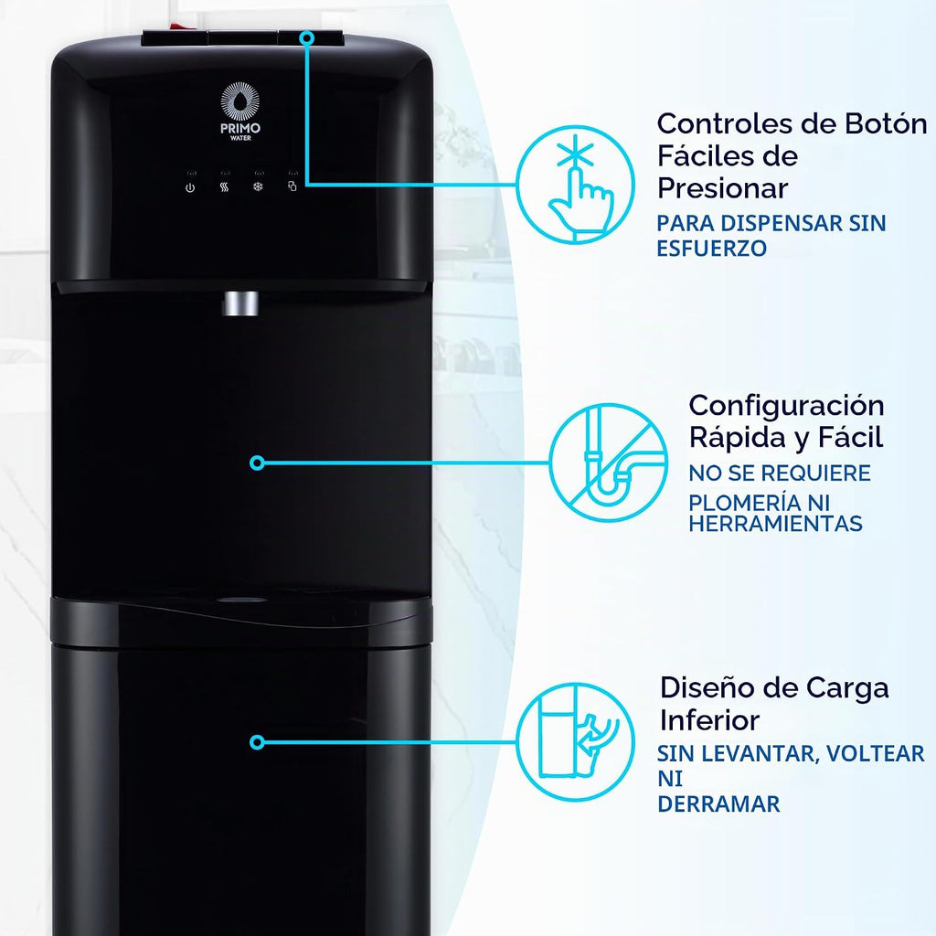 Dispenser de agua Primo para botella de 5 galones - Enfriador de agua caliente y fría de carga lateral