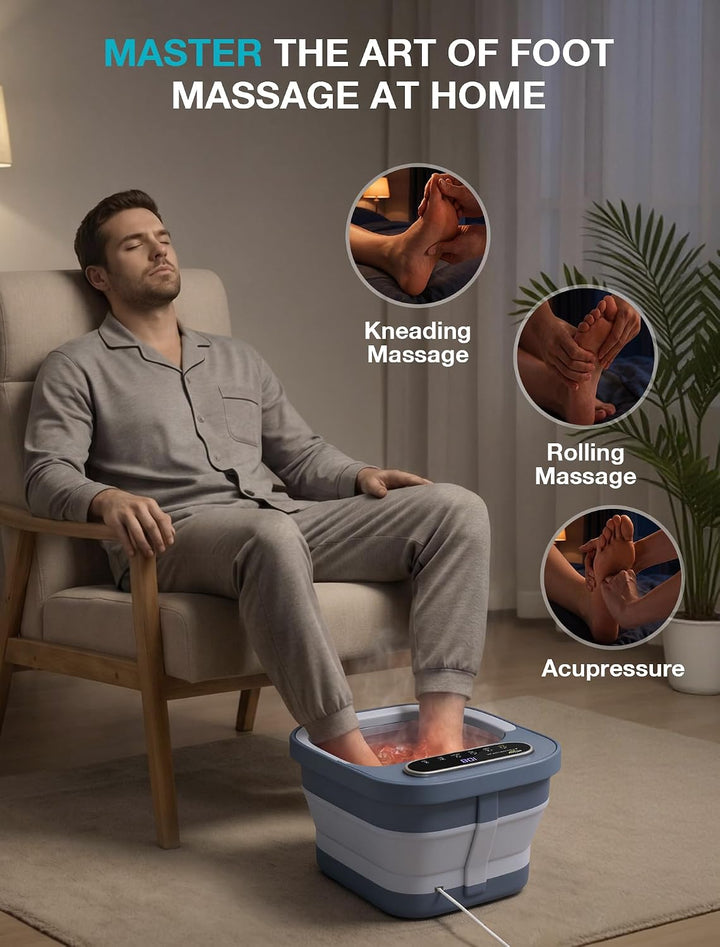 ALLJOY Spa de pies plegable con calor, baño de pies de pedicura con...