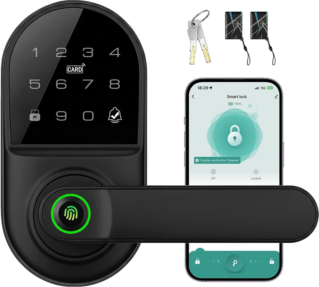 Leydebong Cerradura de puerta con teclado inteligente con manija, cerradura