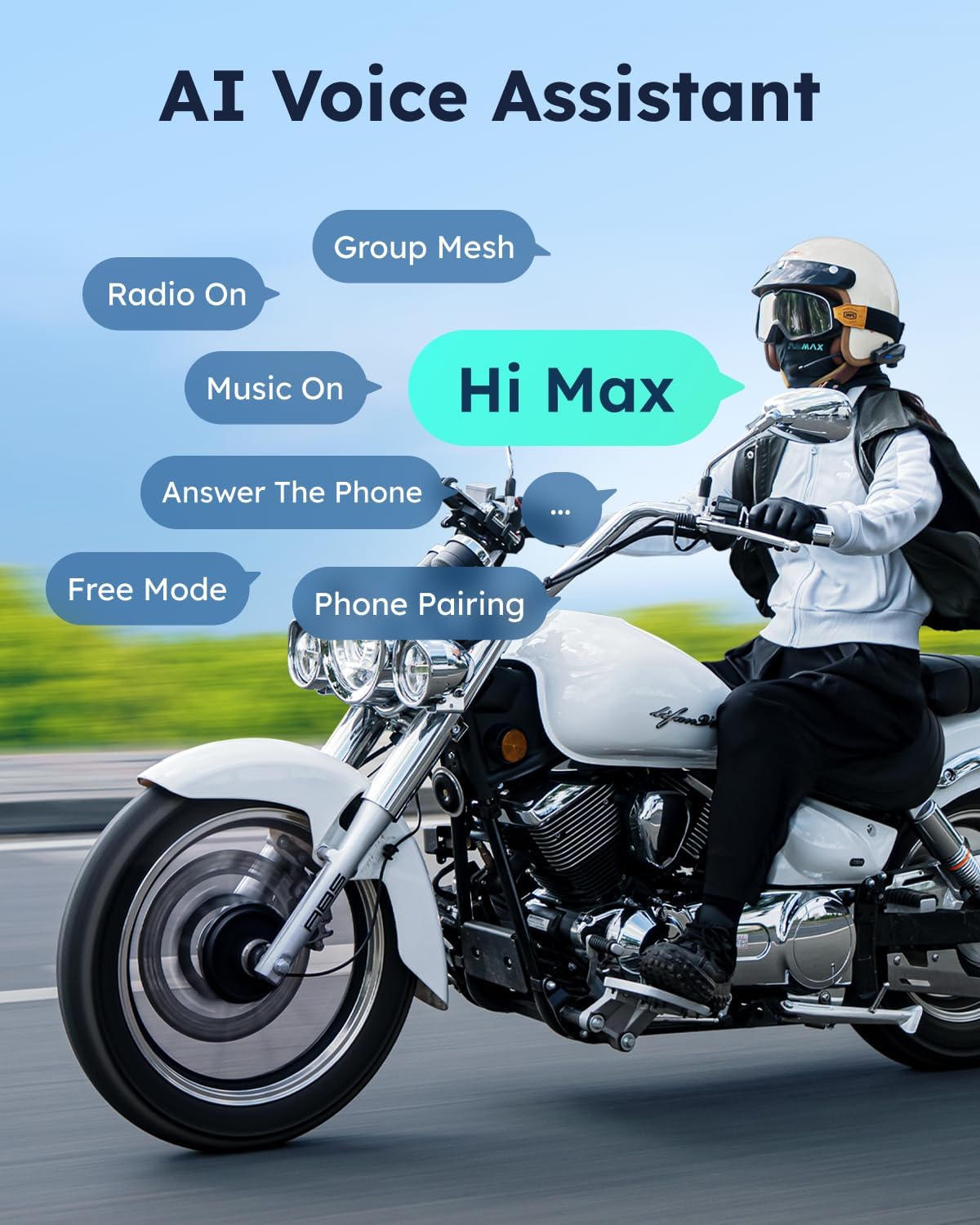 ASMAX Auriculares Bluetooth para motocicleta S1 con control de voz