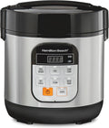 Hamilton Beach - Arrocera programable digital y vaporizador de alimentos, con funciones de huevo duro cocido a fuego lento, bandeja para huevos/vapor, pequeña y compacta, 6 tazas cocinadas (3 sin