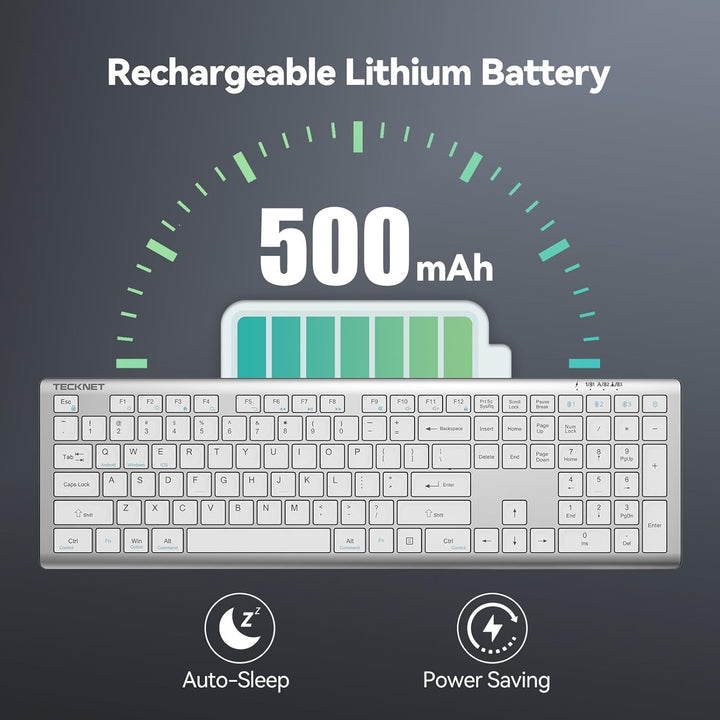 Teclado Bluetooth recargable TECKNET, cambio gratuito entre 4 dispo...