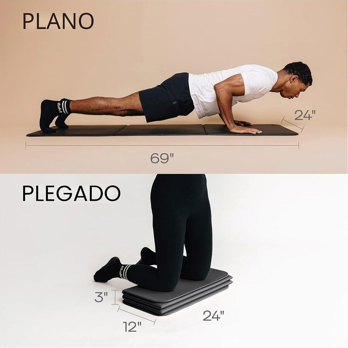 Stakt Esterilla de yoga plegable Pro - Esterilla antideslizante 2 en 1 para
