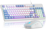 Teclado de Juego con Cable, Combo de Teclado y Ratón Cremoso, Tecla...