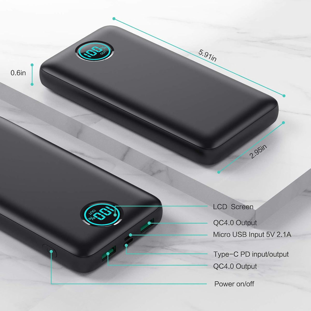 Cargador portátil de 30,800 mAh PowerBank con 3 salidas, 25 W PD de...