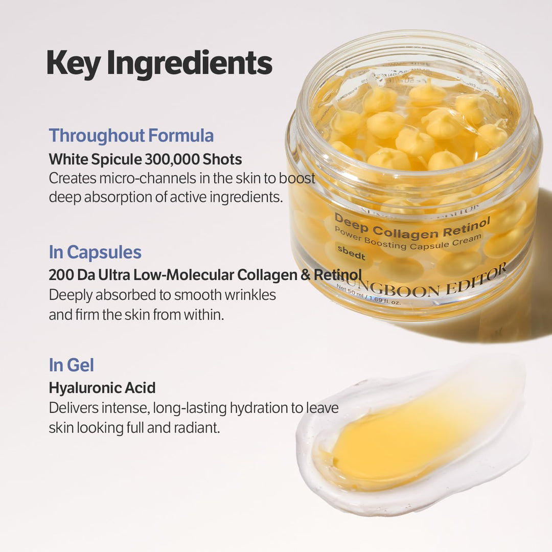 SUNGBOON EDITOR Crema de cápsula de retinol de colágeno profundo, h...