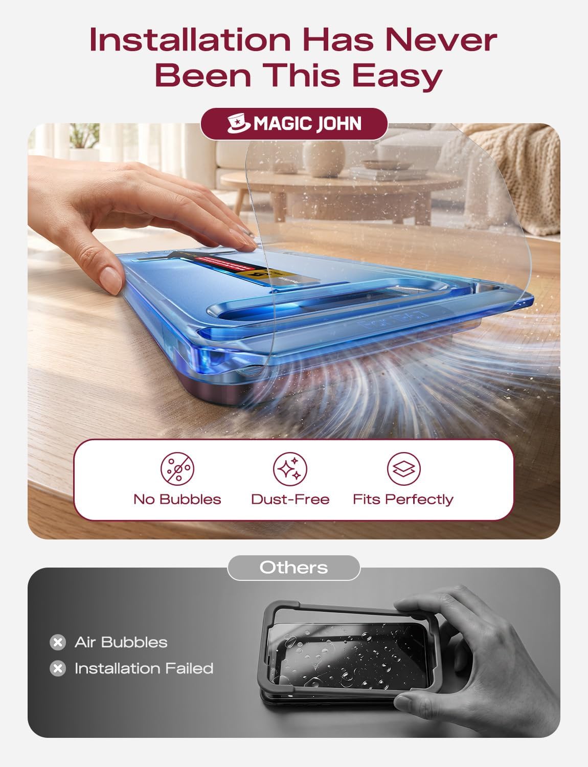 MAGIC JOHN Paquete de 3 protectores de pantalla de privacidad para iPhone