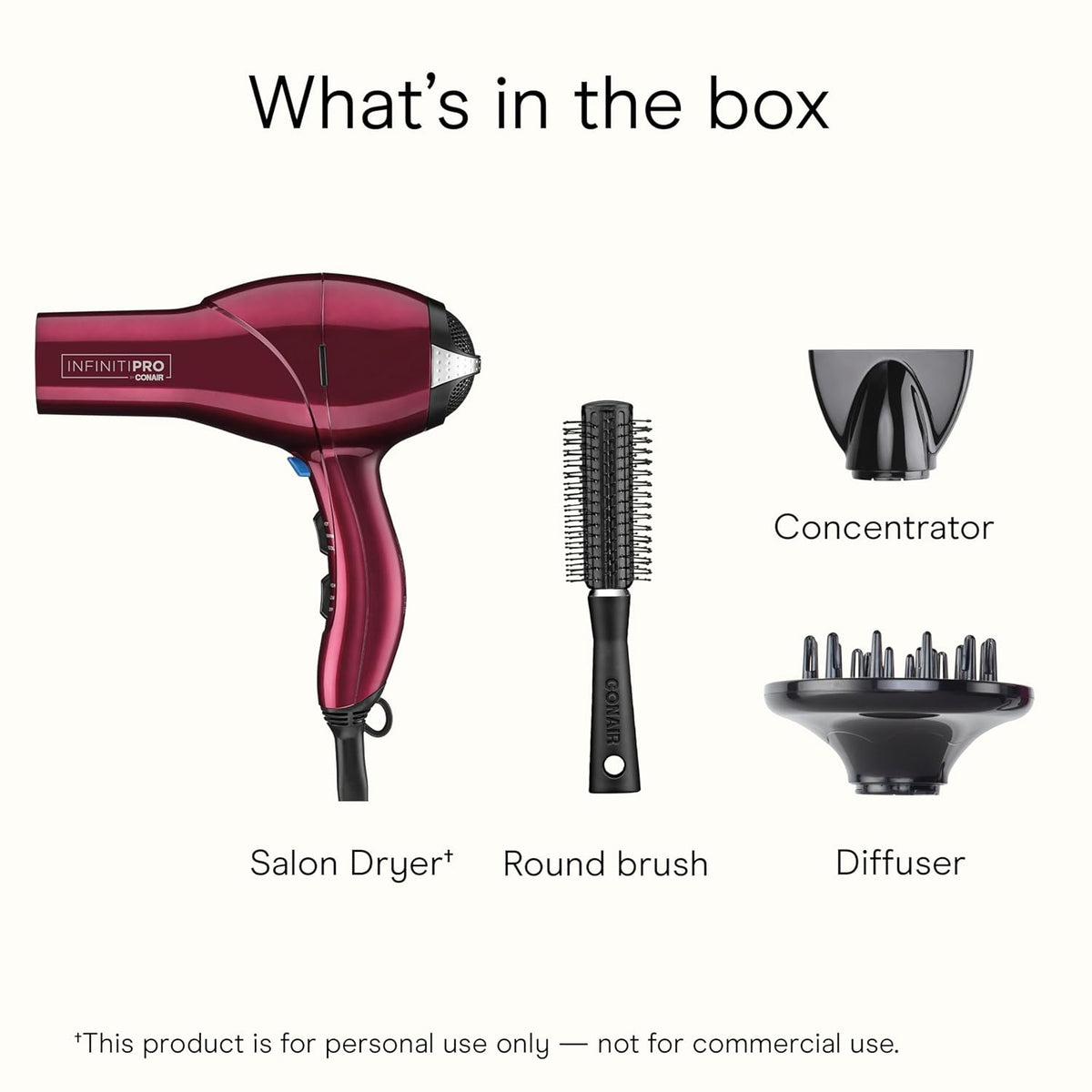 Secador de pelo Infiniti PRO CONAIR con difusor, motor AC profesion...
