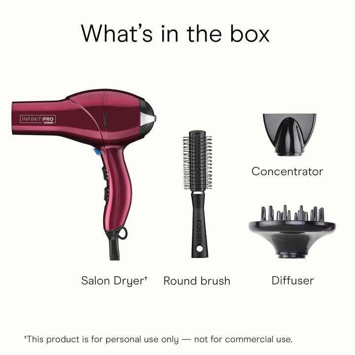 Secador de pelo Infiniti PRO CONAIR con difusor, motor AC profesion...