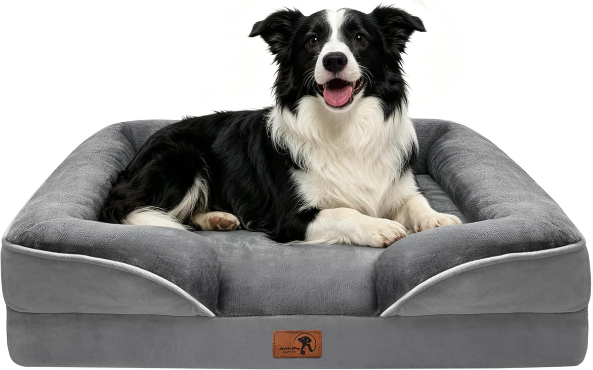 Spotted Play Cama Ortopédica para Perros con Laterales - Camas Sofá para Perros Grandes, Cama Sofá de Espuma de Apoyo para Mascotas con Funda Extraíble Lavable, Forro Impermeable y Base Antideslizante