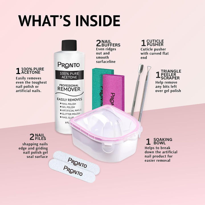 Pronto Kit de removedor de esmalte de uñas de gel \u2013 8 onzas de...