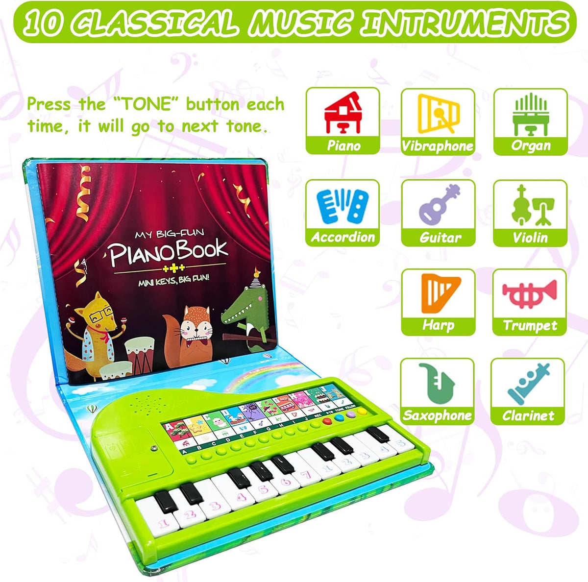 Juguetes de libro de piano para niños, 20 teclas, teclado para niños, juguetes musicales, regalos para niños y niñas de 3, 4 y 5 años