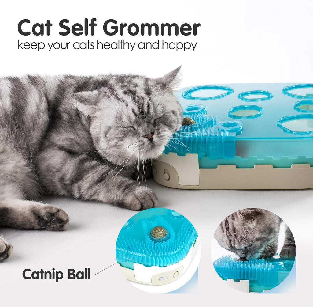Migipaws Juguete interactivo 7 en 1 para gatos activado por movimiento, reemplazos incluidos con bola de gato de rebote automático, varita de palmera de pluma,