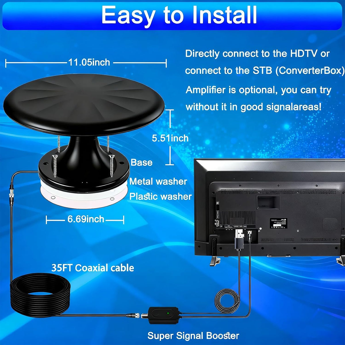 Antenas de TV RV para cámper, portátiles para exteriores