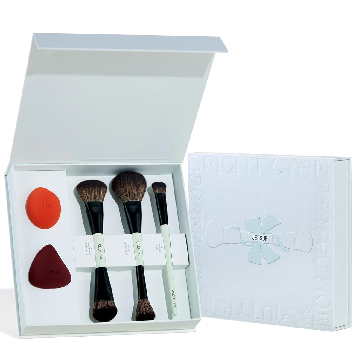 Jessup brochas para el rostro con esponja de maquillaje