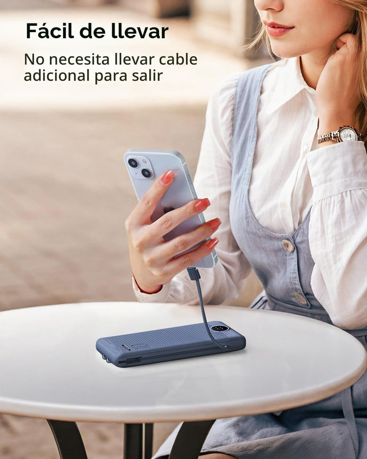 VRURC Cargador portátil con cables integrados y enchufe de pared de...