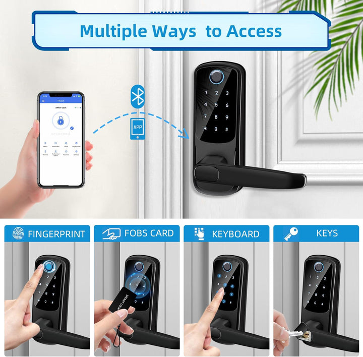 Cerradura de puerta inteligente con asa, cerradura digital de entra...