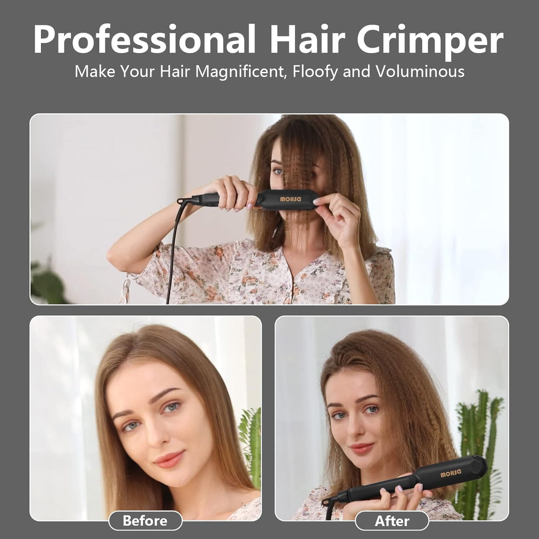 Crimpadora de cabello con planchas de cerámica de titanio DSHOW par...