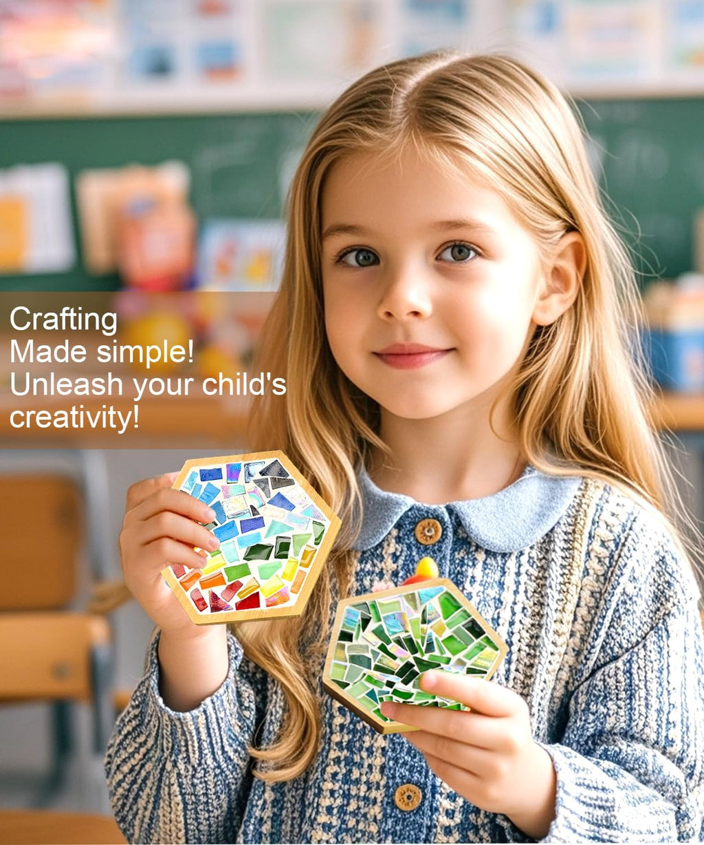 Kit de posavasos de mosaico para niños, paquete de 4