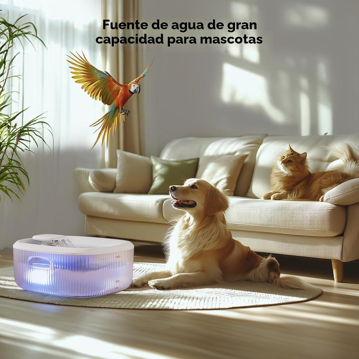WOPET Fuente de agua para perros grandes, fuente automática de agua para perros y gatos, dispensador de agua para mascotas con 2 filtros, bomba ultra silenciosa, ideal para perros grandes, gatos y