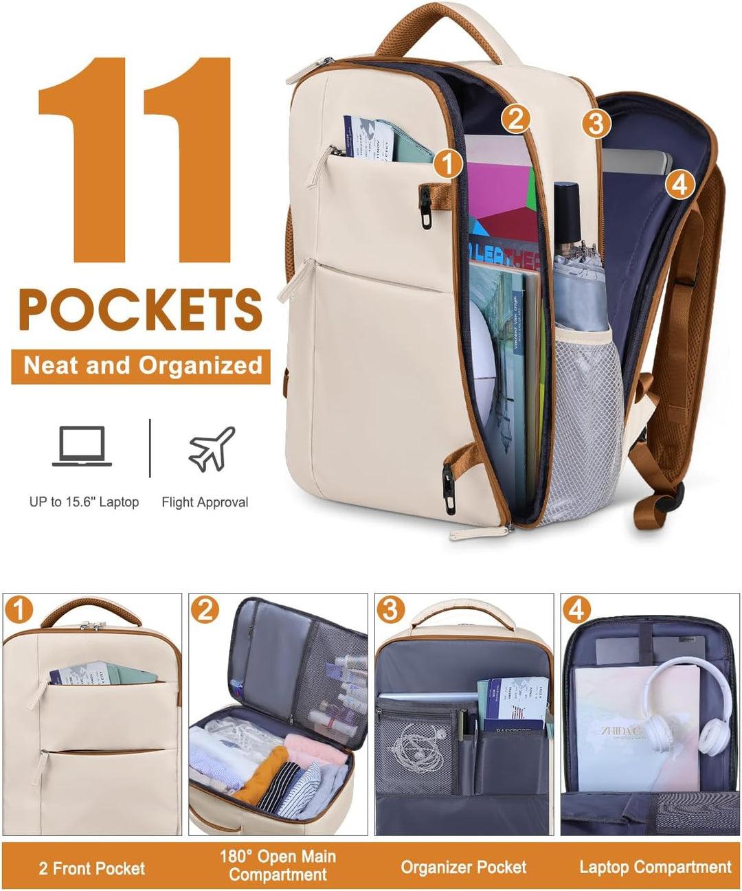 Capolo Mochila de viaje para mujeres y hombres, mochila impermeable...