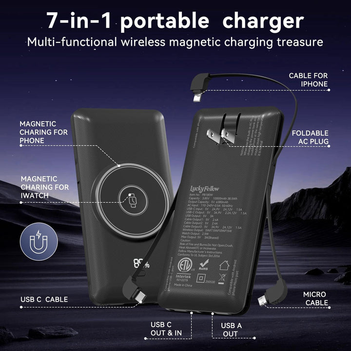 Cargador portátil magnético de 10000mAh para iWatch y iPhone, banco...