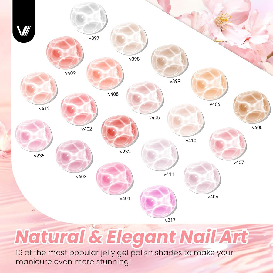 VANREESA Juego de 24 esmaltes de uñas de gel de gelatina, suave, bl...