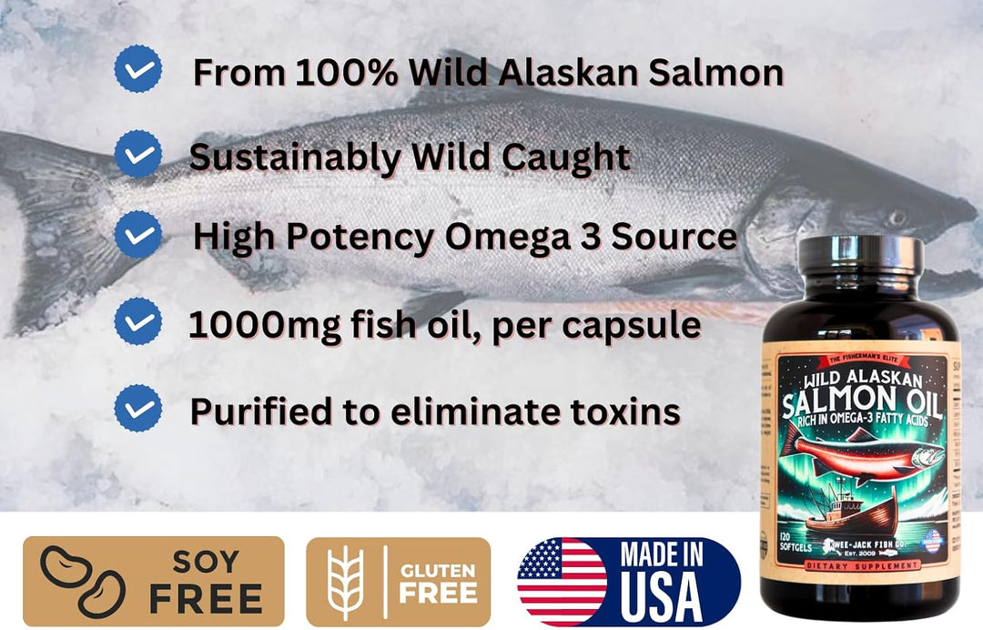 Suplemento Omega 3 de aceite de pescado de salmón salvaje de Alaska...