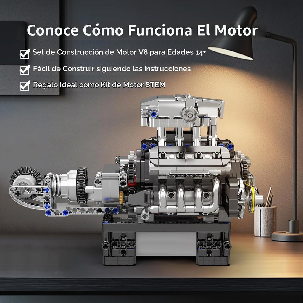 Mould King Supercar V8 - Juego de bloques de construcción de motor que funciona, kit de construcción de modelos de ingeniería MOC para adultos mayores de 14 años
