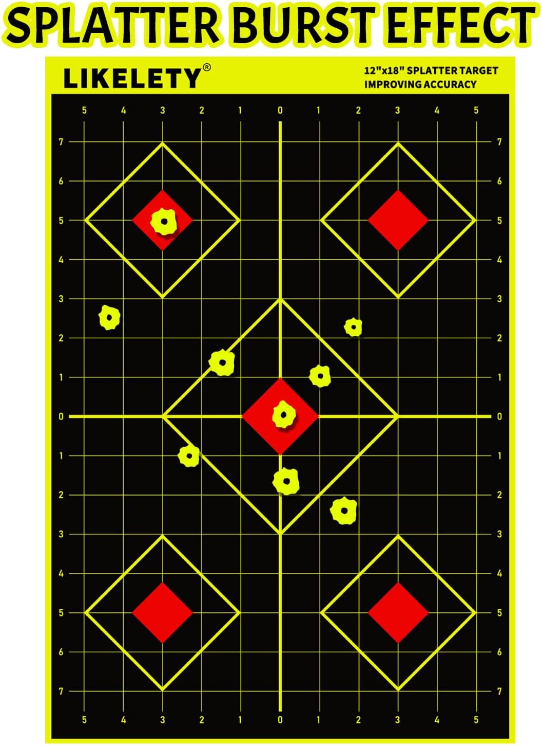 Objetivos de disparo de salpicaduras de 12 x 18 pulgadas, impacto fluorescente brillante, papel grueso no adhesivo para práctica de rango en interiores y exteriores, objetivo para