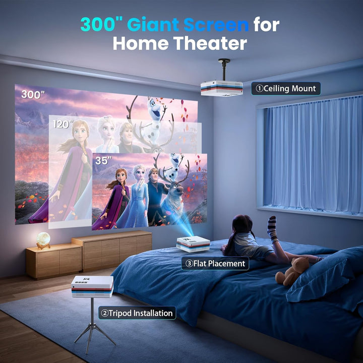 FUDONI Proyector inteligente con WiFi y Bluetooth, nativo 1080P 250...
