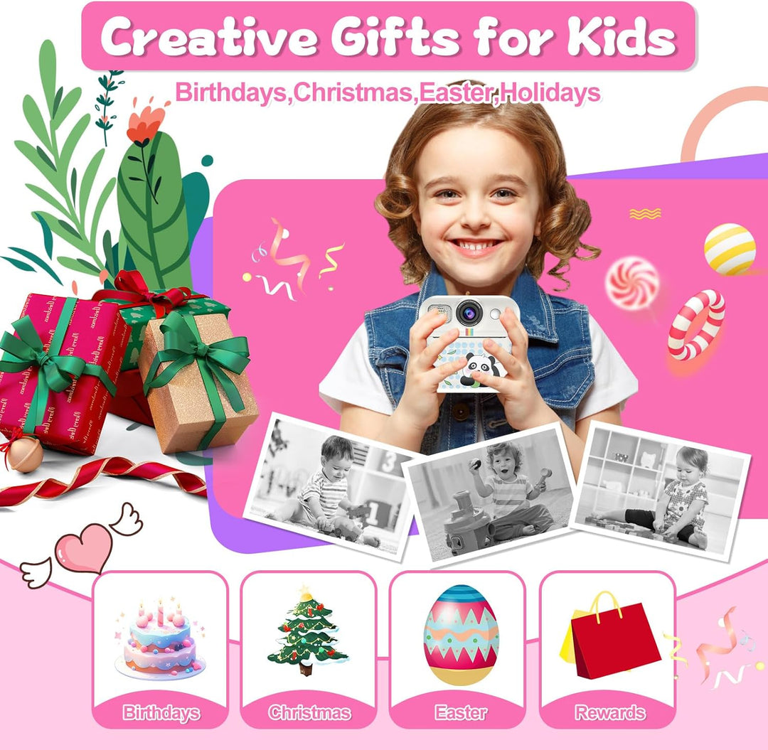Cámara para Niños con Impresión Instantánea, Regalo de Navidad y Cu...
