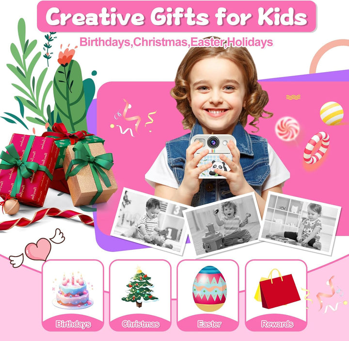 Cámara para Niños con Impresión Instantánea, Regalo de Navidad y Cu...