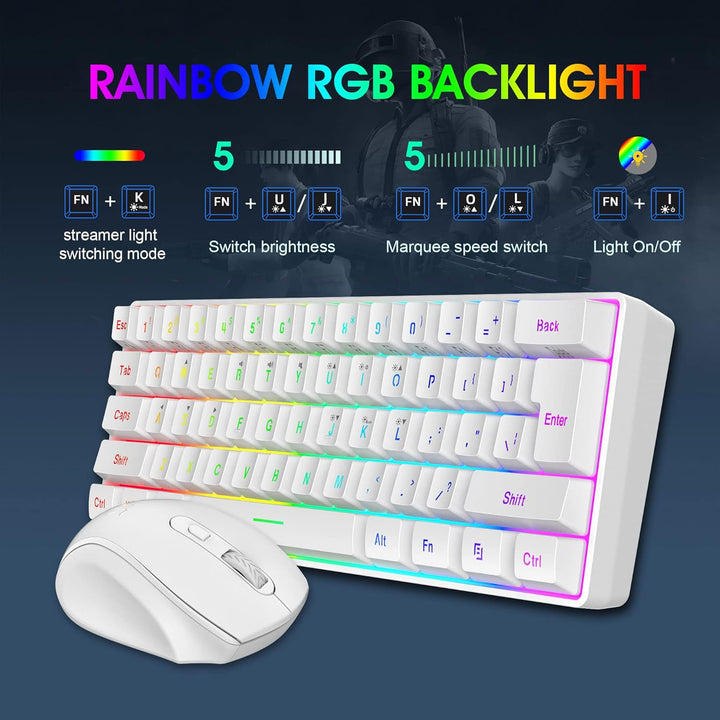 Snpurdiri Combo de teclado y ratón inalámbricos para juegos 2.4G, i...