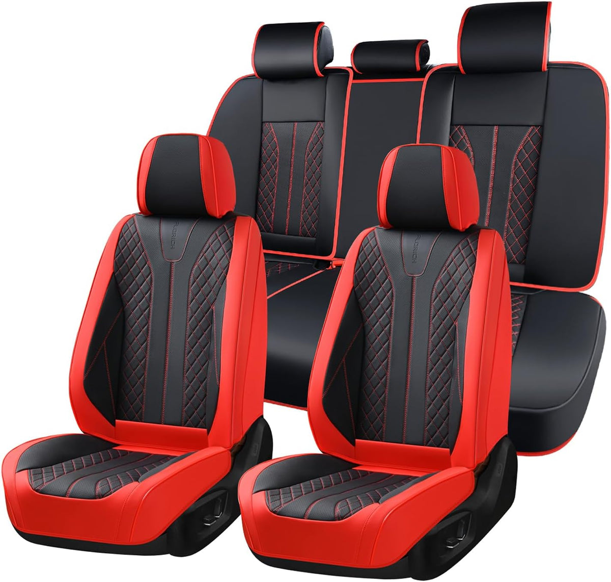 Fundas de asiento de coche para asientos delanteros y traseros, funda de asiento de piel sintética impermeable, funda de asiento de coche para 5 asientos, protector de asiento de automóvil